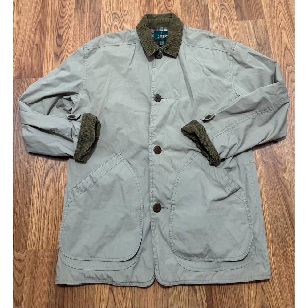 J.Crew Oarsman Barn Jacket Mens Small Chore Coat Corduroy Collar Beige